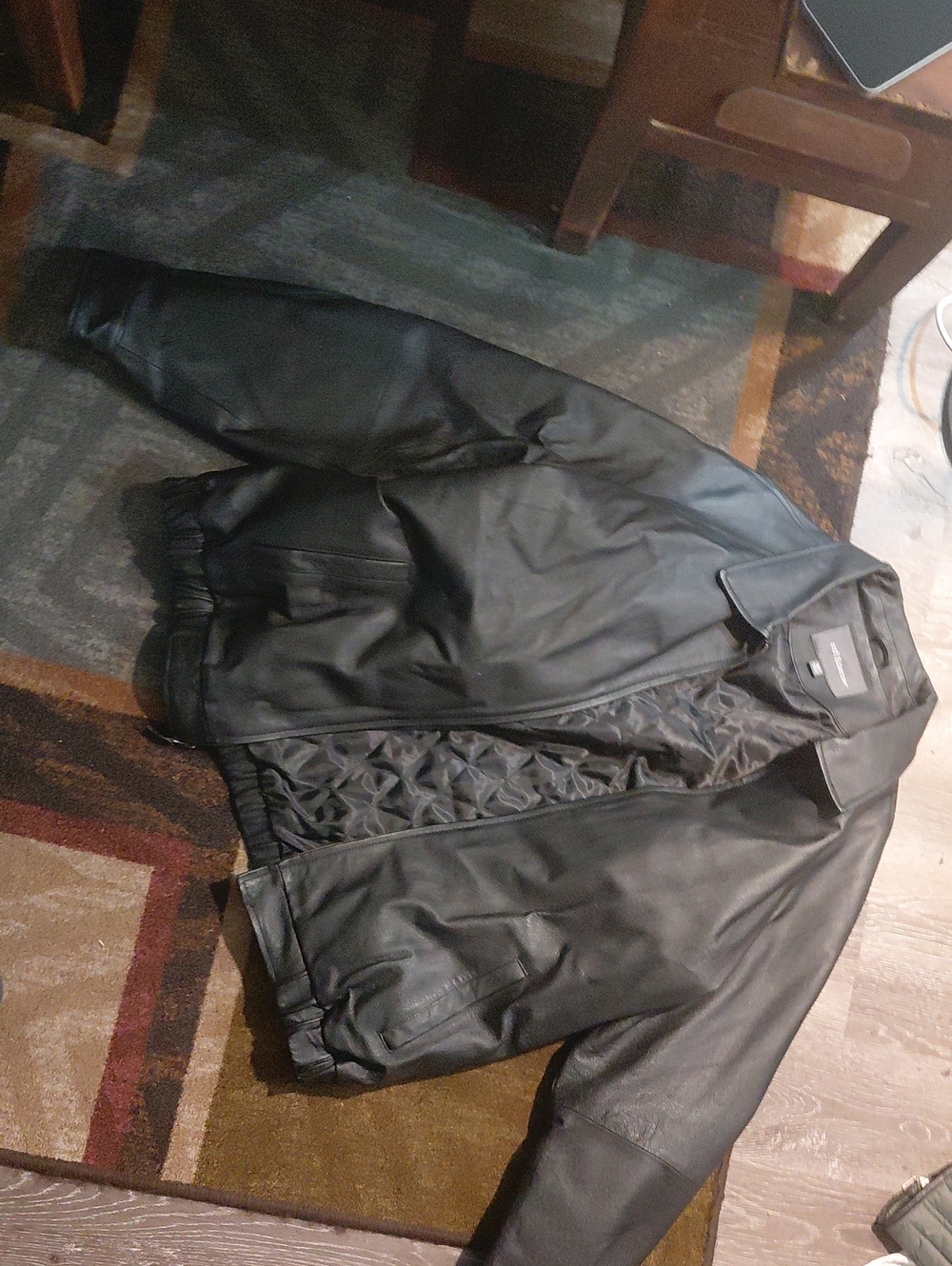 croft & barrow Black Faux Leather Bomber Jacket with Quilted Lining